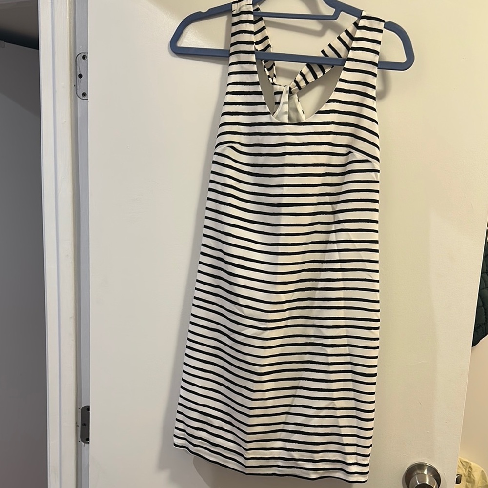 Jcrew Striped Sleeveless Shift Dress - White/Black